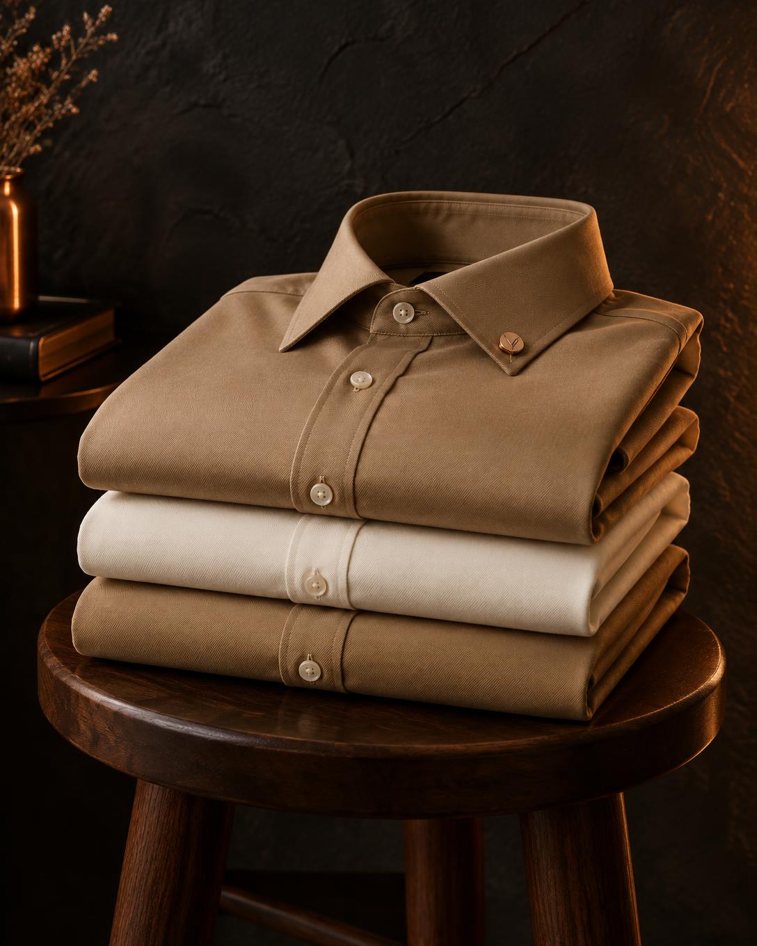 Folded Charles Montage shirting with copper pin